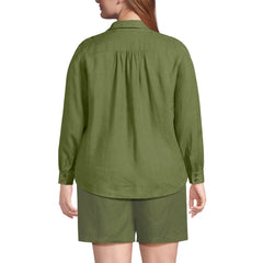 Women's Plus Size Linen Long Sleeve Feminine Shirt