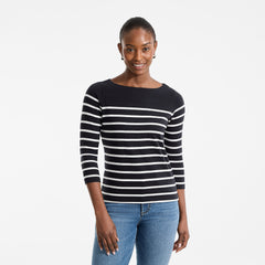 Women's Petite Mariner Jersey Boatneck Top