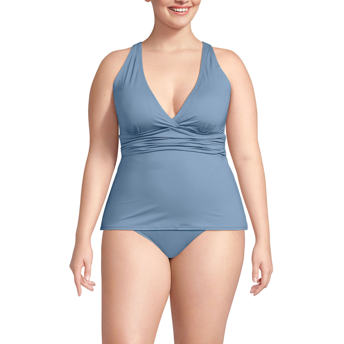 Women's Plus Size V-Neck Plunge X Back Tankini Top