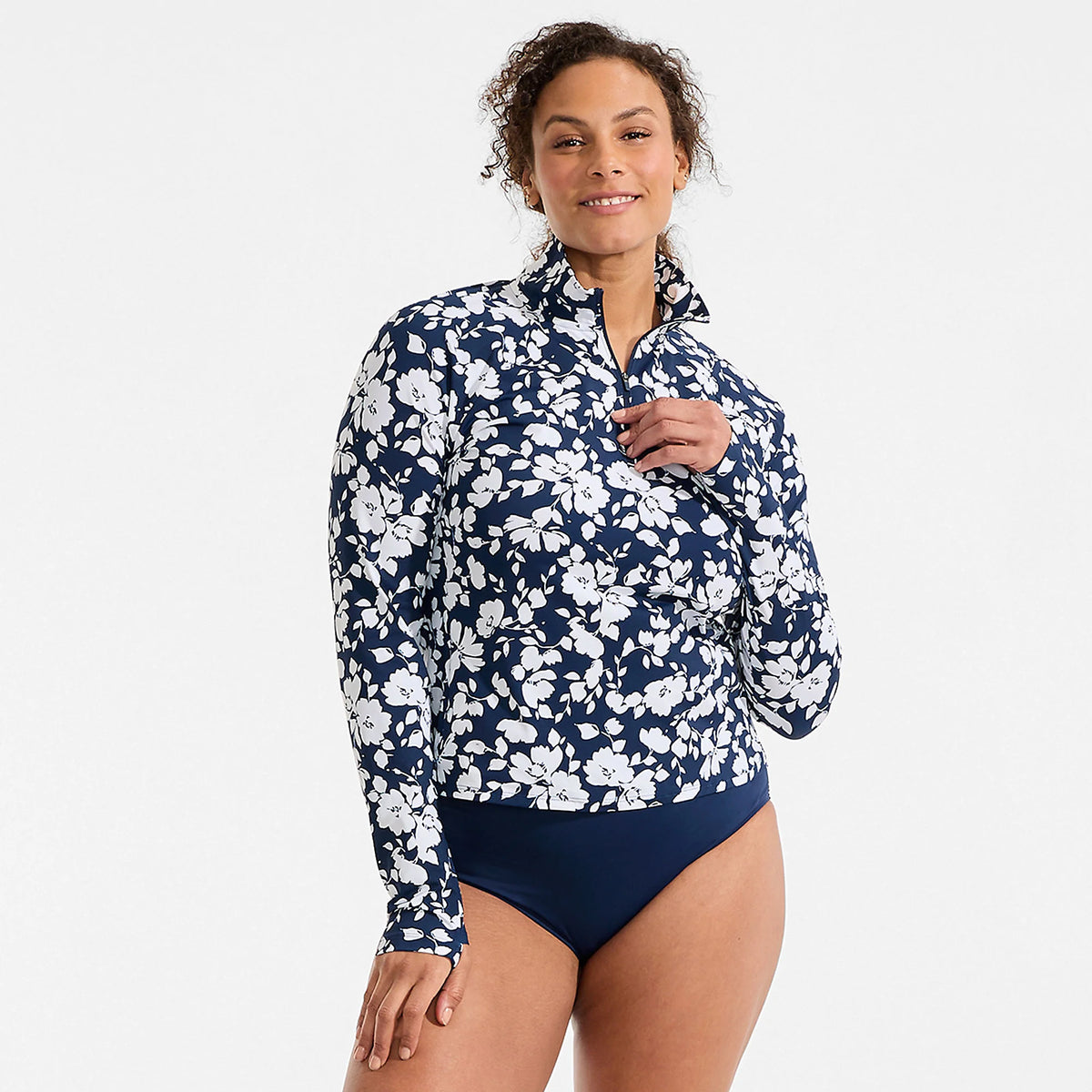 Women's Plus Size SunShade UPF 50 Quarter Zip Rash Guard