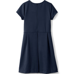 Girls Short Sleeve Ponte Dress Top of Knee