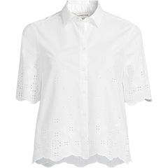 Women's Poplin Eyelet Button Front Shirt