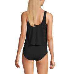 Women's Long Torso Chlorine Resistant V Neck One Piece Fauxkini Swimsuit