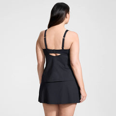 Women's Plus Size Square Neck Flutter Tankini Control Skirt Set