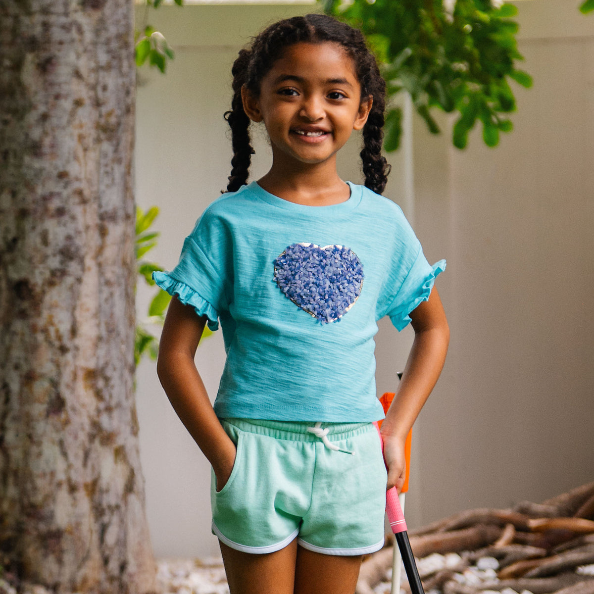 Girls Short Sleeve Ruffle Tee