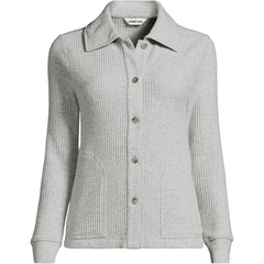 Women's Plus Size Long Sleeve Waffle Collared Shacket