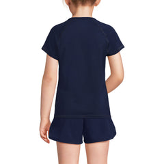Girls Chlorine Resistant Short Sleeve Crew Neck UPF50 Rash Guard