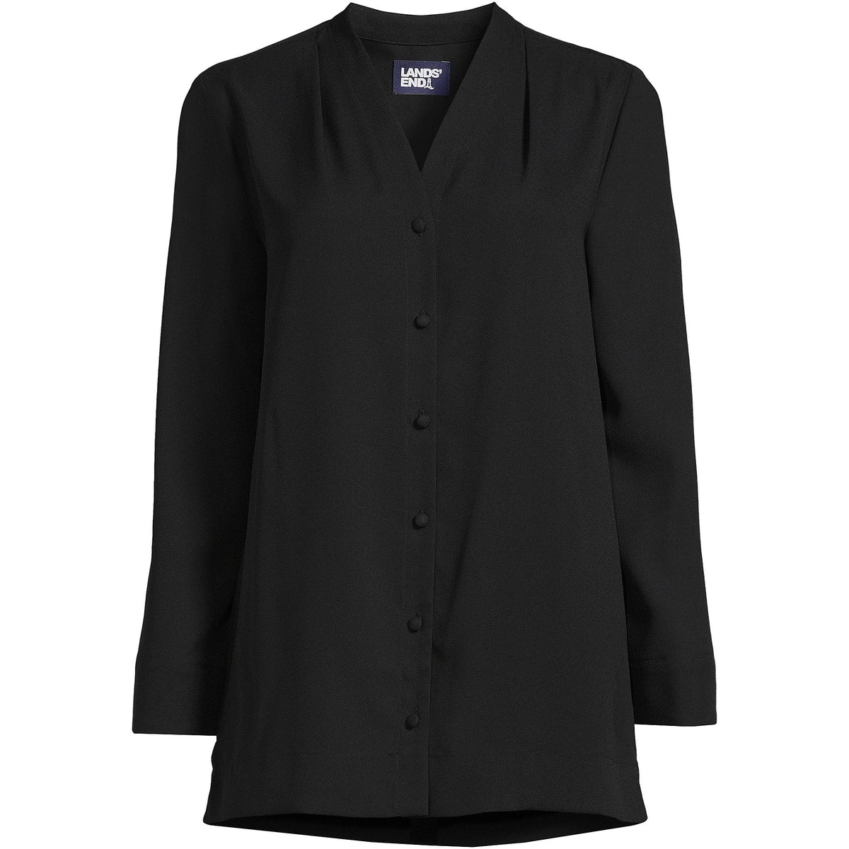 Women's Petite Long Sleeve Vneck Crepe Tunic