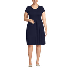 Women's Plus Size Cap Sleeve Box Pleat Ponte Dress