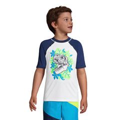 Boys Short Sleeve Crew Neck Graphic UPF 50 Swim Rash Guard