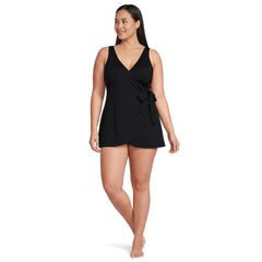 Women's Plus Size Side Tie Mini Swim Dress Swimsuit