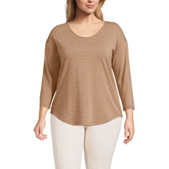 Women's Plus Size 3/4 Sleeve Lightweight Jersey Shirttail Tee