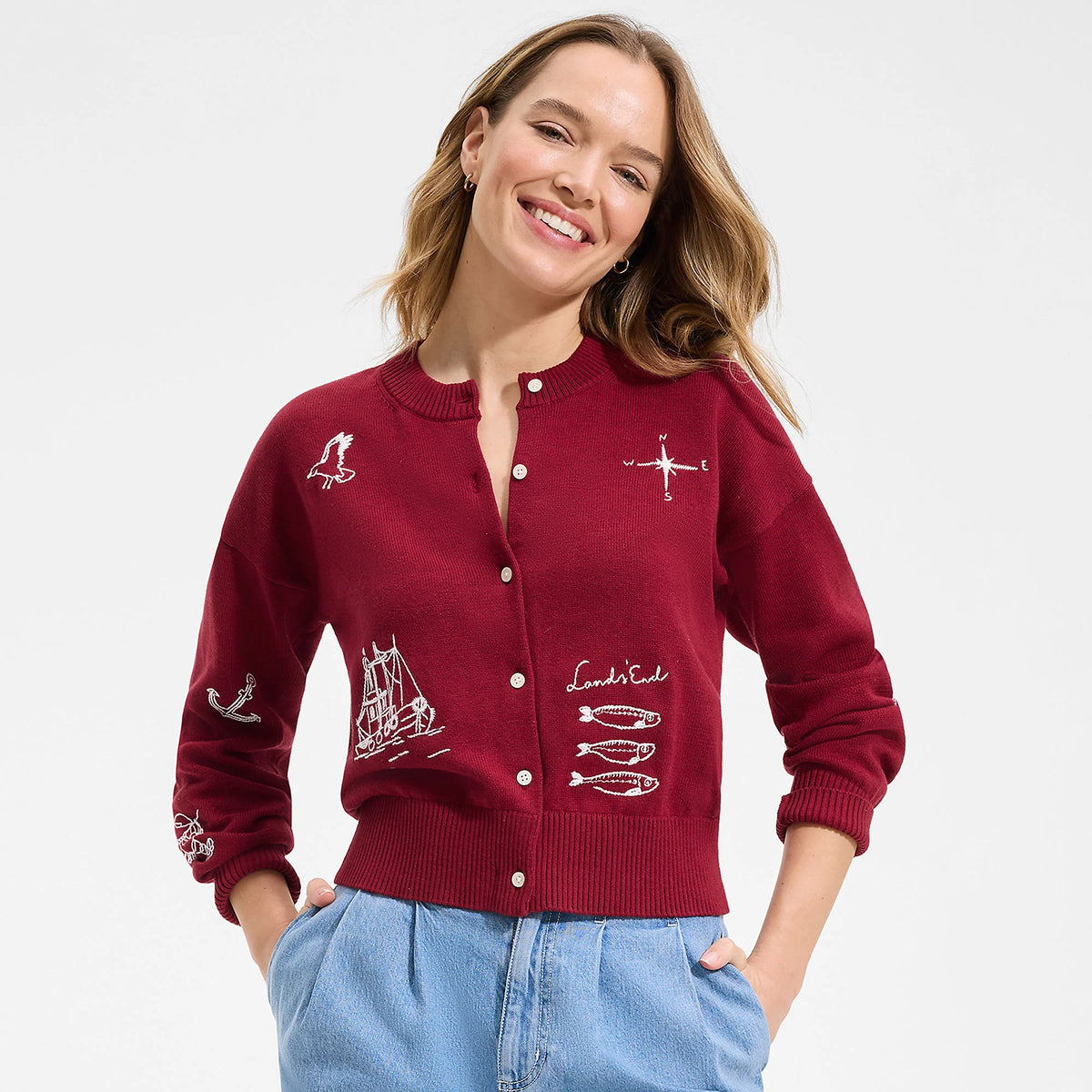 Women's Cotton Embellished Cardigan Sweater