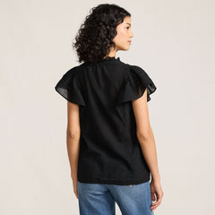 Women's Flutter Sleeve Button Front Blouse