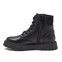 Girls Zip Up Lugged Boots