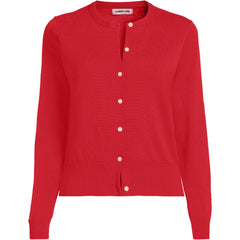 Women's Fine Gauge Cotton Crew Cardigan Sweater