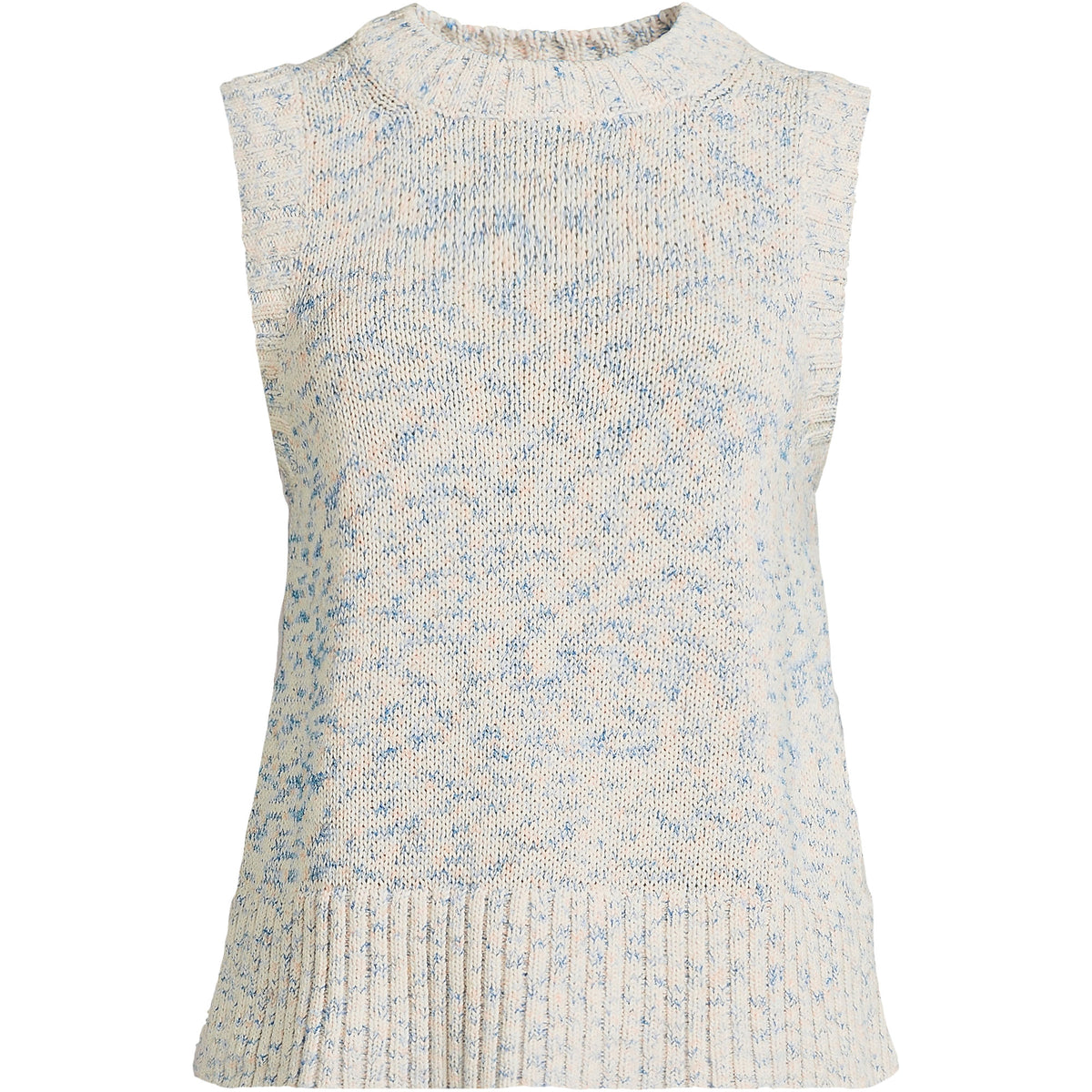 Women's Cotton Tweed Textured Crewneck Vest Sweater