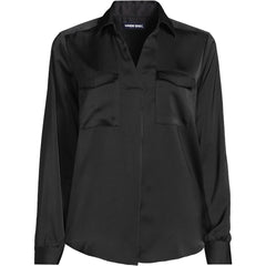 Women's Plus Charmeuse Utility Popover Blouse