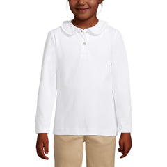 Girls Long Sleeve Ruffled Peter Pan Collar Knit Shirt