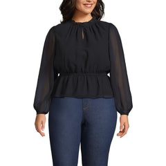 Women's Plus Size Chiffon Peplum Top