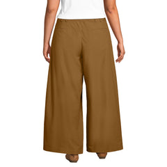 Women's Plus Size Poplin Mid Rise Pleated Slouchy Pants