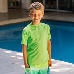 Boys Husky Sunshade UPF 50 Chlorine Resistant Short Sleeve Crew Neck Rash Guard