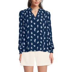 Women's Crepe Split Neck Popover Top