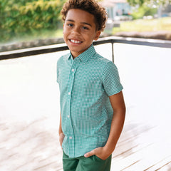 Boys Short Sleeve Button Down Performance Shirt