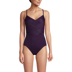 Women's Long Torso New SlenderSuit Pleated Low Leg One Piece Swimsuit