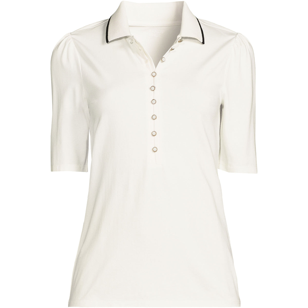 Women's Elbow Sleeve Lightweight Jersey Embellished Polo