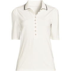 Women's Elbow Sleeve Lightweight Jersey Embellished Polo