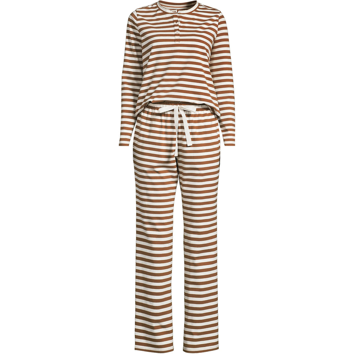Women's Plus Size Knit 2 Piece Pajama Set - Long Sleeve Top and Pants