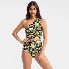 Women's Ruched High Waisted Full Coverage Bikini Bottoms