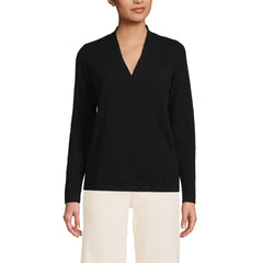 Women's Petite Cashmere Long Sleeve Wrap Sweater