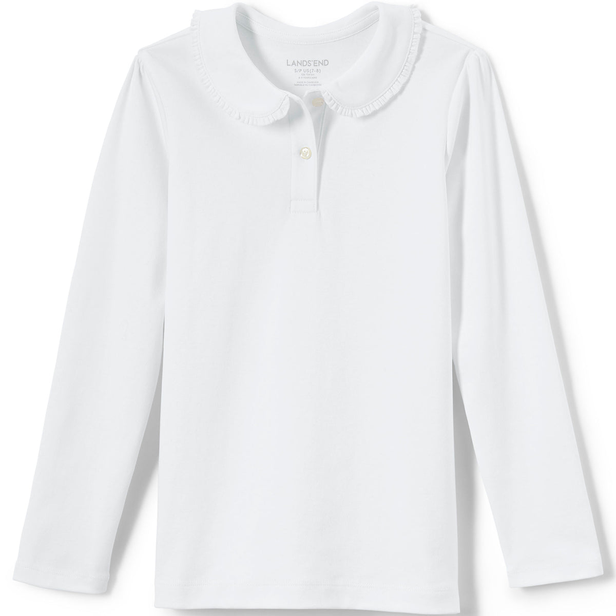 Girls Long Sleeve Ruffled Peter Pan Collar Knit Shirt