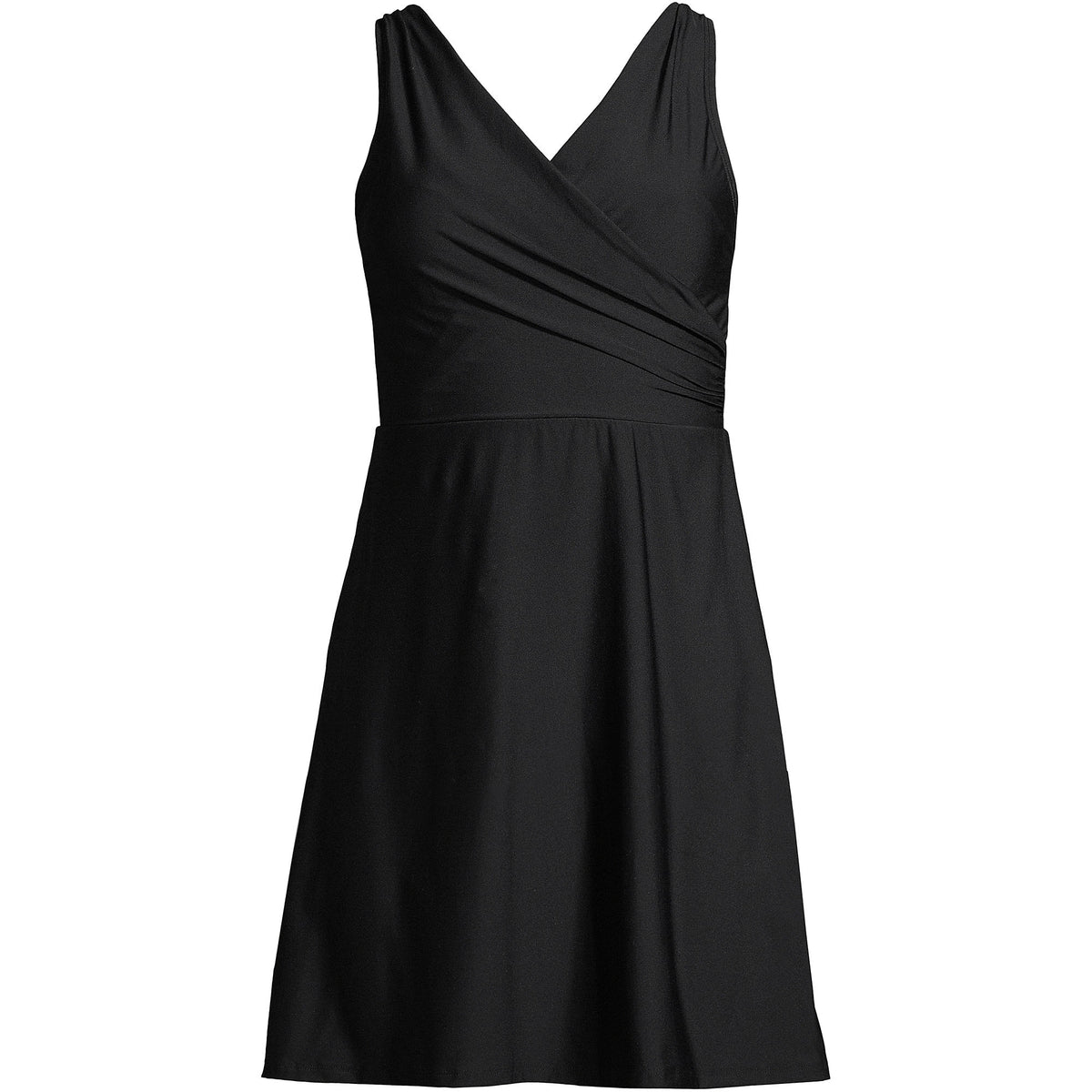 Women's Long Chlorine Resistant Tummy Control Surplice Wrap Swim Dress One Piece Swimsuit