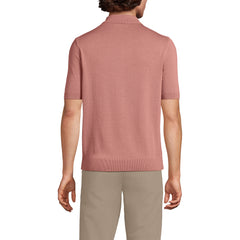 Men's Short Sleeve Vertical Rib Button Down Sweater Polo