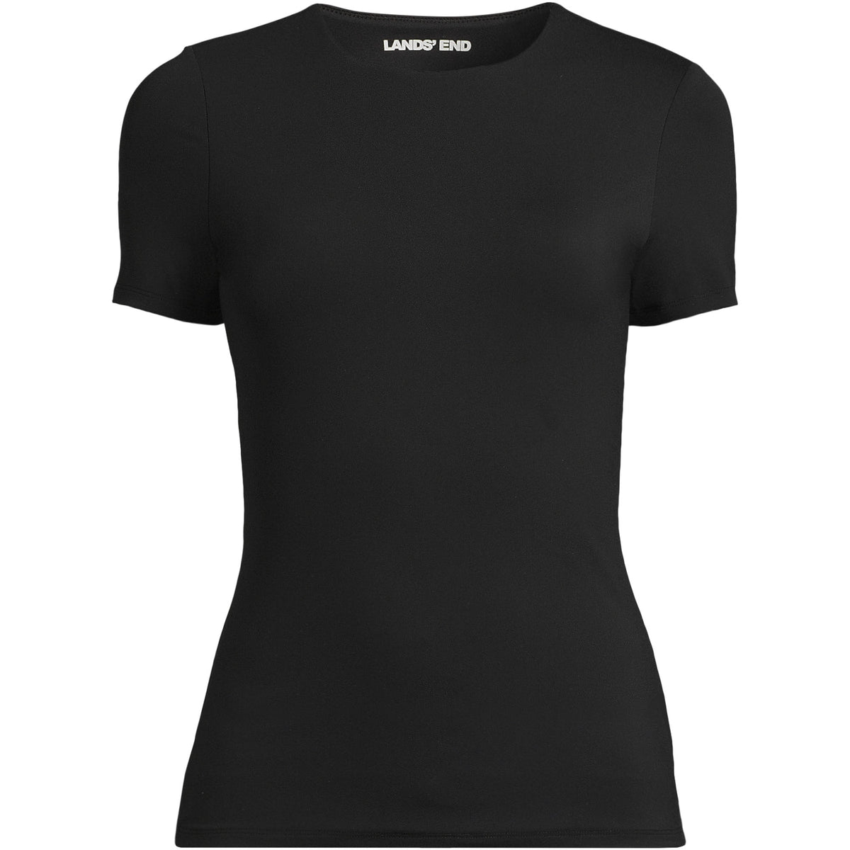 Womens Short Sleeve Tugless Double Layer Crew Neck Knit Top