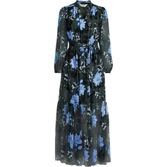Women's Chiffon Tiered Long Sleeve Maxi Dress