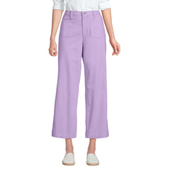 Women's High Rise Patch Pocket Wide Leg Chino Crop Pants