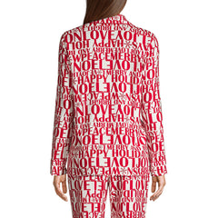 Women's Petite Long Sleeve Print Flannel Pajama Top