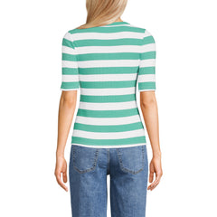 Women's Drapey Rib Fitted Elbow Sleeve Scoop Neck Tee