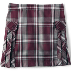Girls Slim Above the Knee Plaid Side Pleat Skort