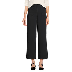 Women's Crepe High Rise Patch Pocket Wide Leg Crop Pants