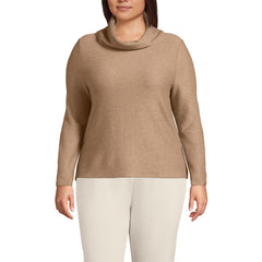 Women's Plus Size Cable Ottoman Relaxed Long Sleeve Cowl Neck Top