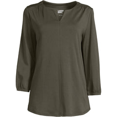 Women's Supima Micro Modal 3/4 Sleeve Split Neck Tunic