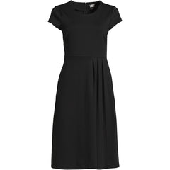 Women's Petite Cap Sleeve Box Pleat Ponte Dress