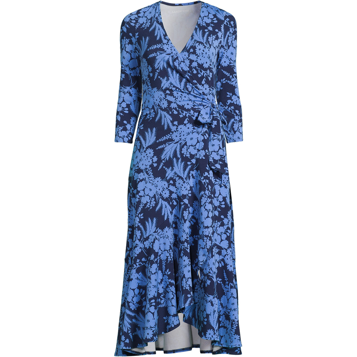Women's Petite Cotton Modal 3/4 Sleeve Vneck Wrap Dress