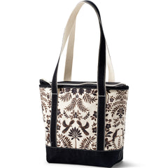 Medium Print 5 Pocket Zip Top Long Handle Canvas Tote Bag
