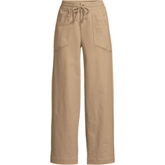 Women's Petite Herringbone Chino High Rise Relaxed Straight Drawstring Ankle Pants